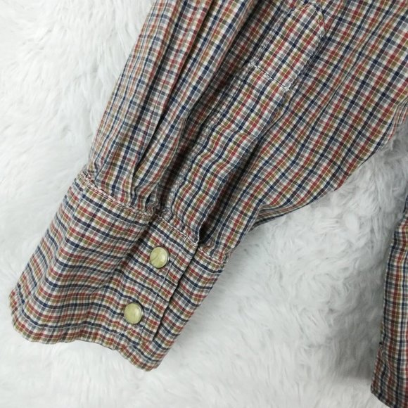 Old Navy Mens Shirt Button Down Long sleeve Pearl Snaps Western Plaid XL - Picture 5 of 11